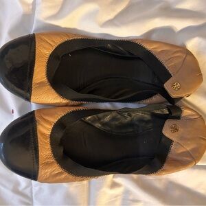 Tory Burch Black and Tan Ballet Flats